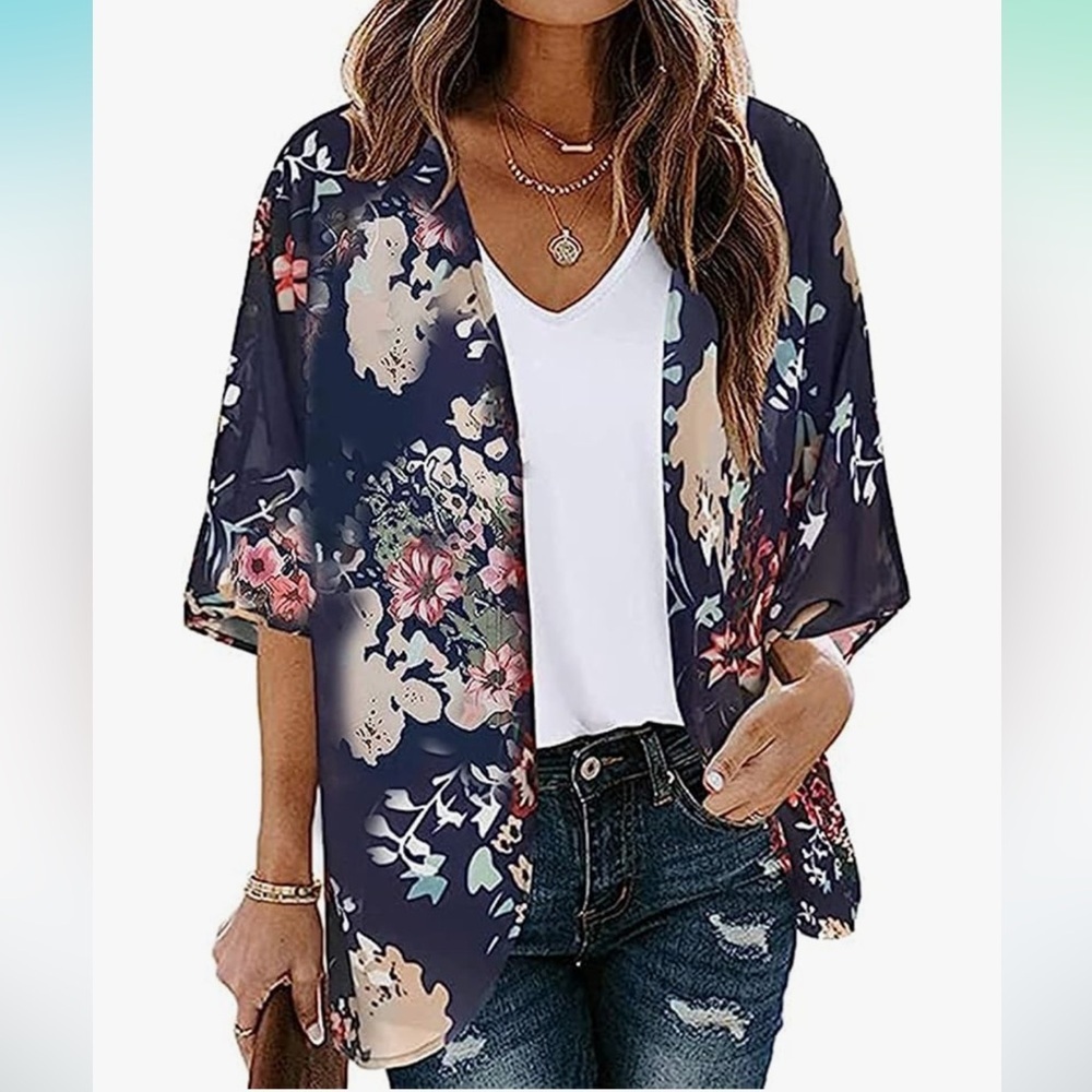 Amazon Navy Floral Kimono Top